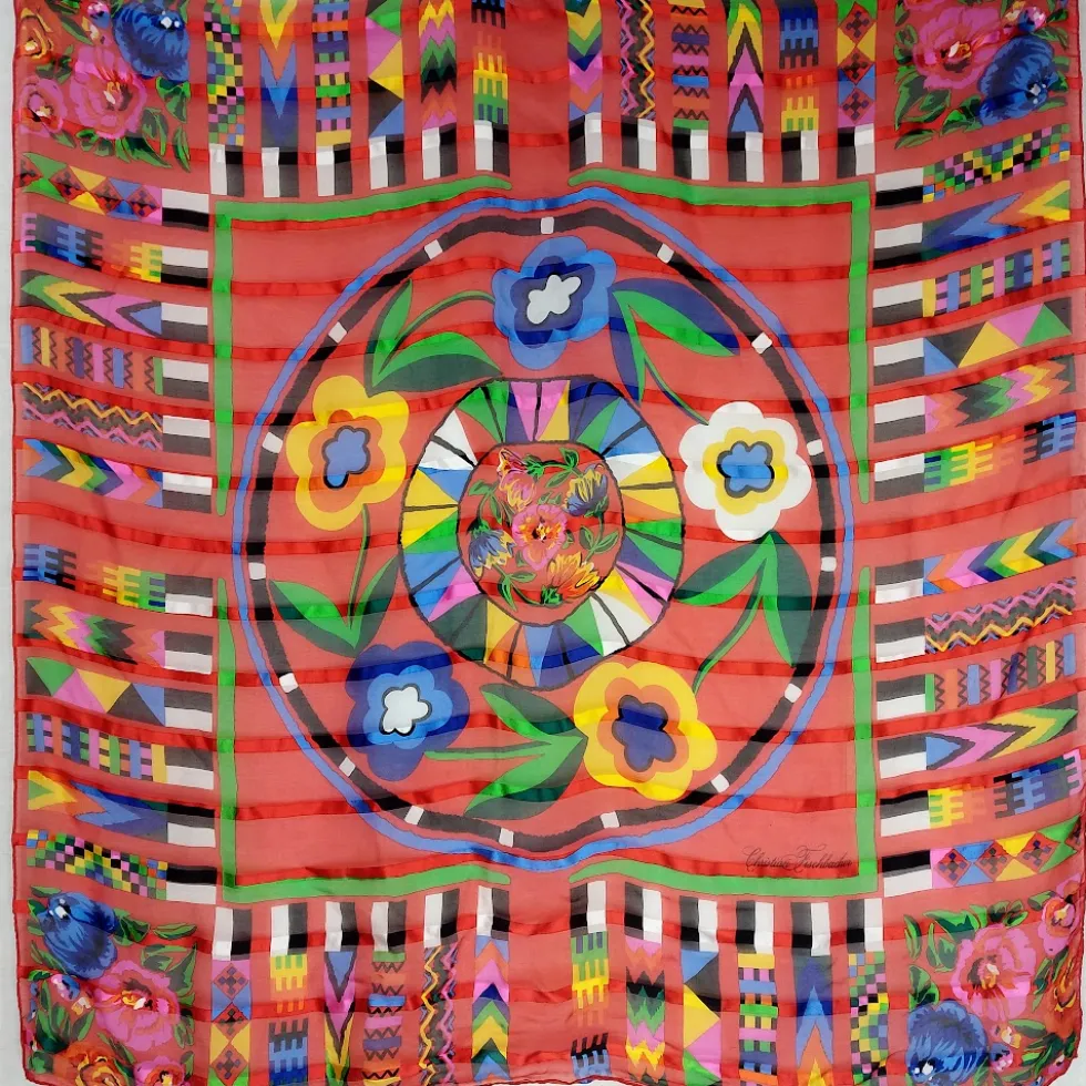 Christian Fischbacher vintage huivi 85x87 cm