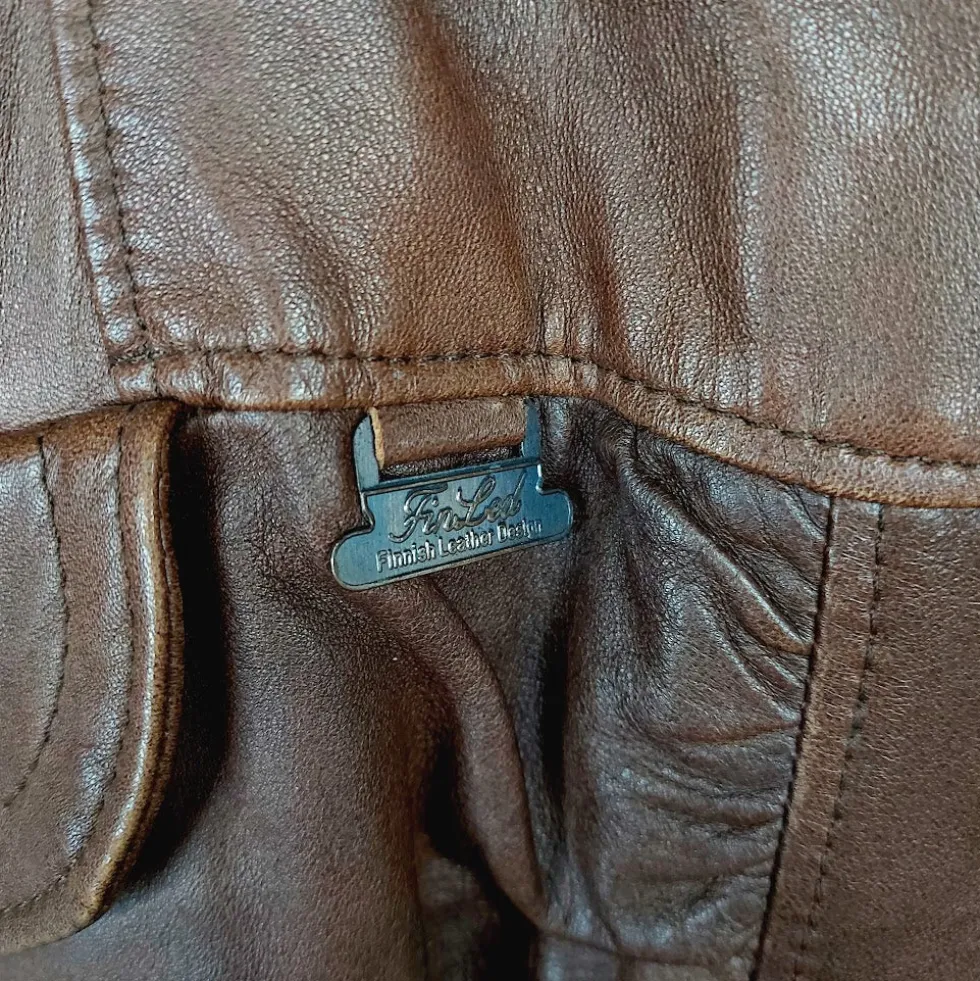 FinLed Finnish Leather Design vintage nahkatakki koko M