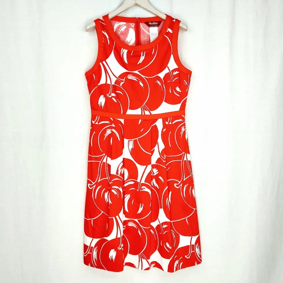 Max Mara Studio Red Cherry Print mekko koko 42