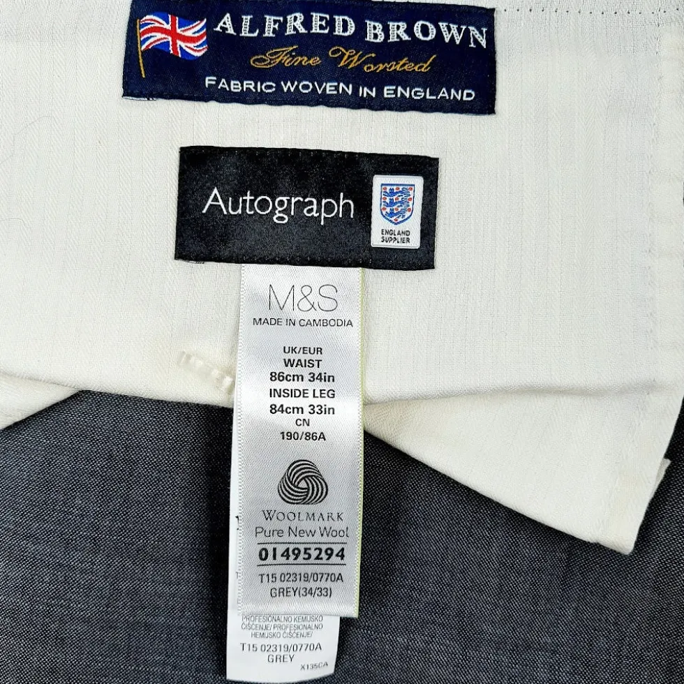 M&S Autograph Alfred Brown puku koko 48 / 34/33"