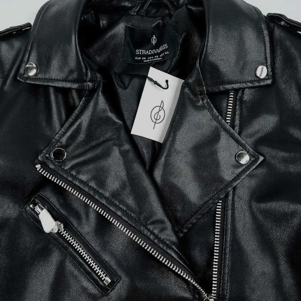 Stradivarius tekonahkainen biker-takki koko XS