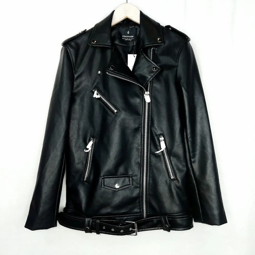 Stradivarius tekonahkainen biker-takki koko XS